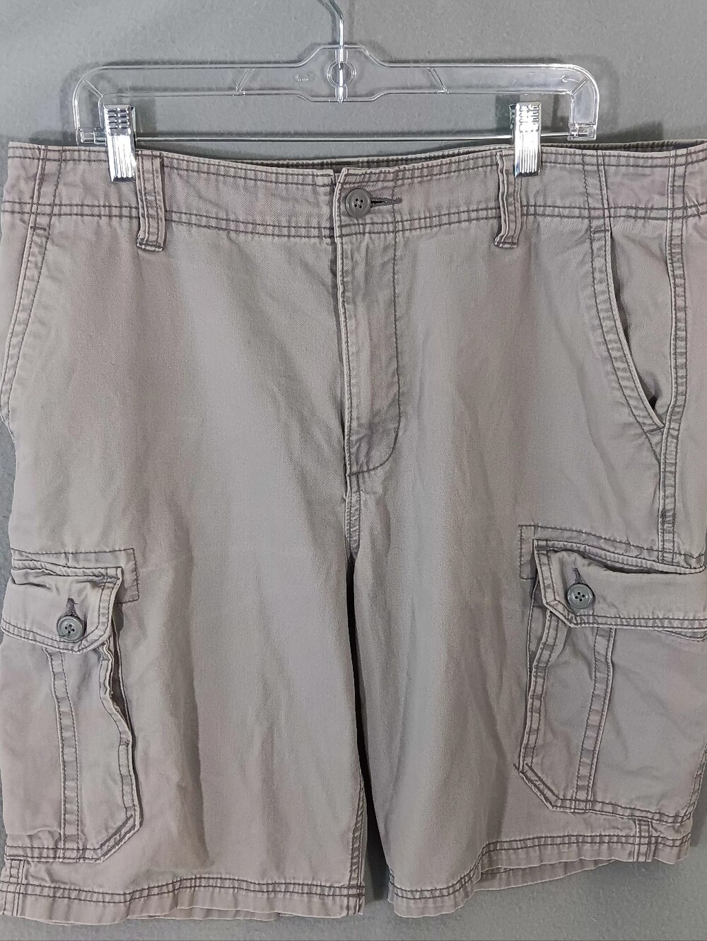 BK Cargo Shorts Y2K Baggy Loose Fit Mens Size 36 Earl Gray 90s Gruge Skater